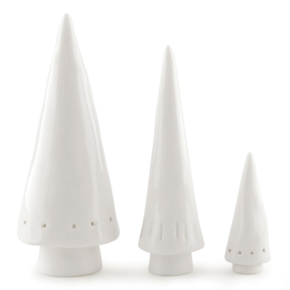 east-of-india-set-of-3-porcelain-conical-christmas-tree|5808|Luck and Luck|2