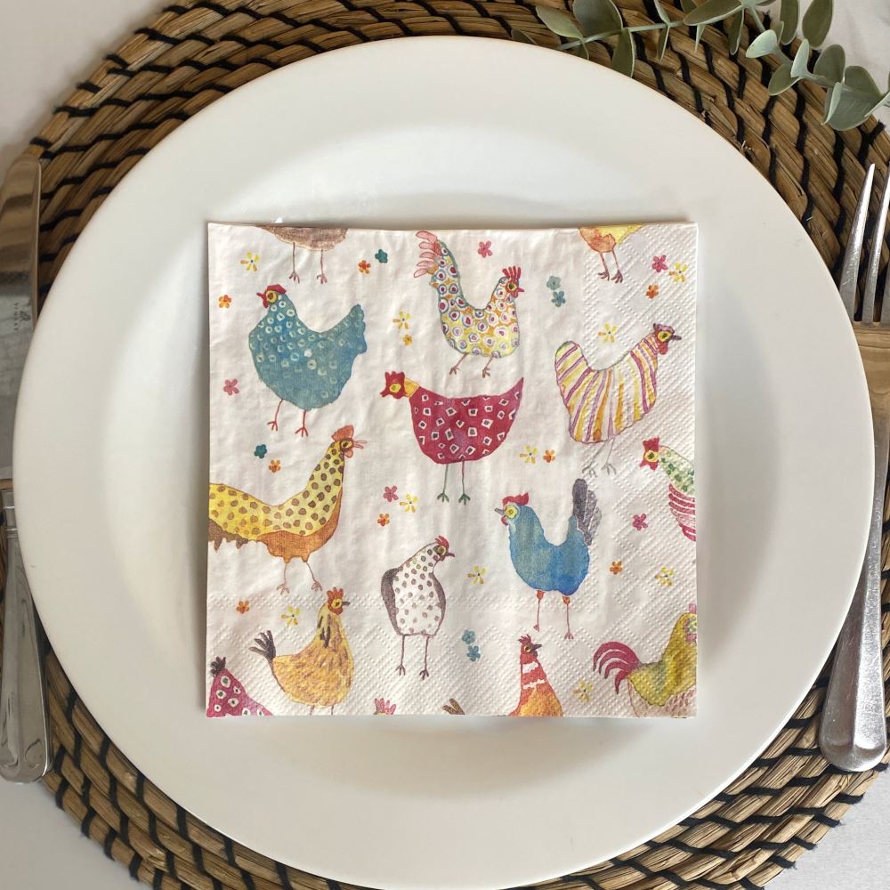 jolly-hens-paper-party-lunch-napkins-large-x-20|L 805900|Luck and Luck|2