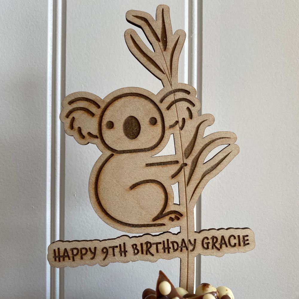 wooden-personalised-koala-cake-topper-childrens-party|LLWWKOCTP|Luck and Luck| 4