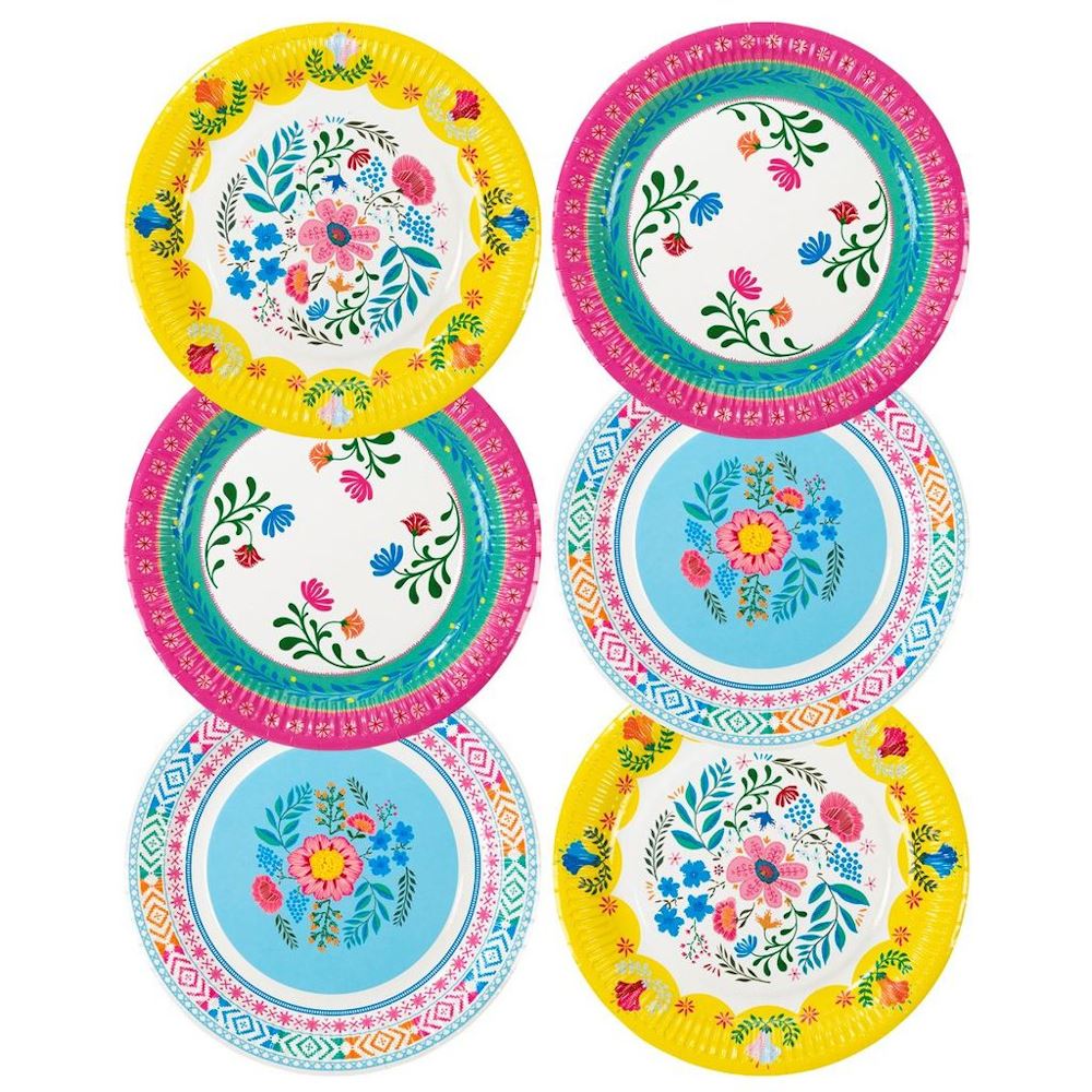 floral-boho-bright-paper-party-plates-pack-of-12-medium-size|BOHO-PLATE-FLORAL-M|Luck and Luck|2