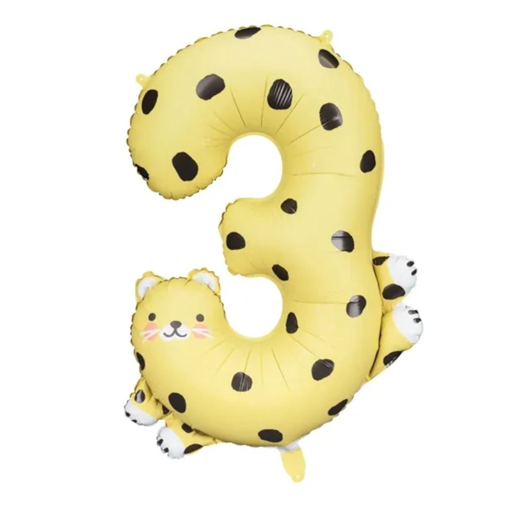 cheetah-foil-balloon-number-3-3rd-birthday-party|FB163-3|Luck and Luck|2
