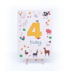 farmyard-animals-age-4-birthday-sign-and-easel|LLSTWFARM4A4|Luck and Luck| 3