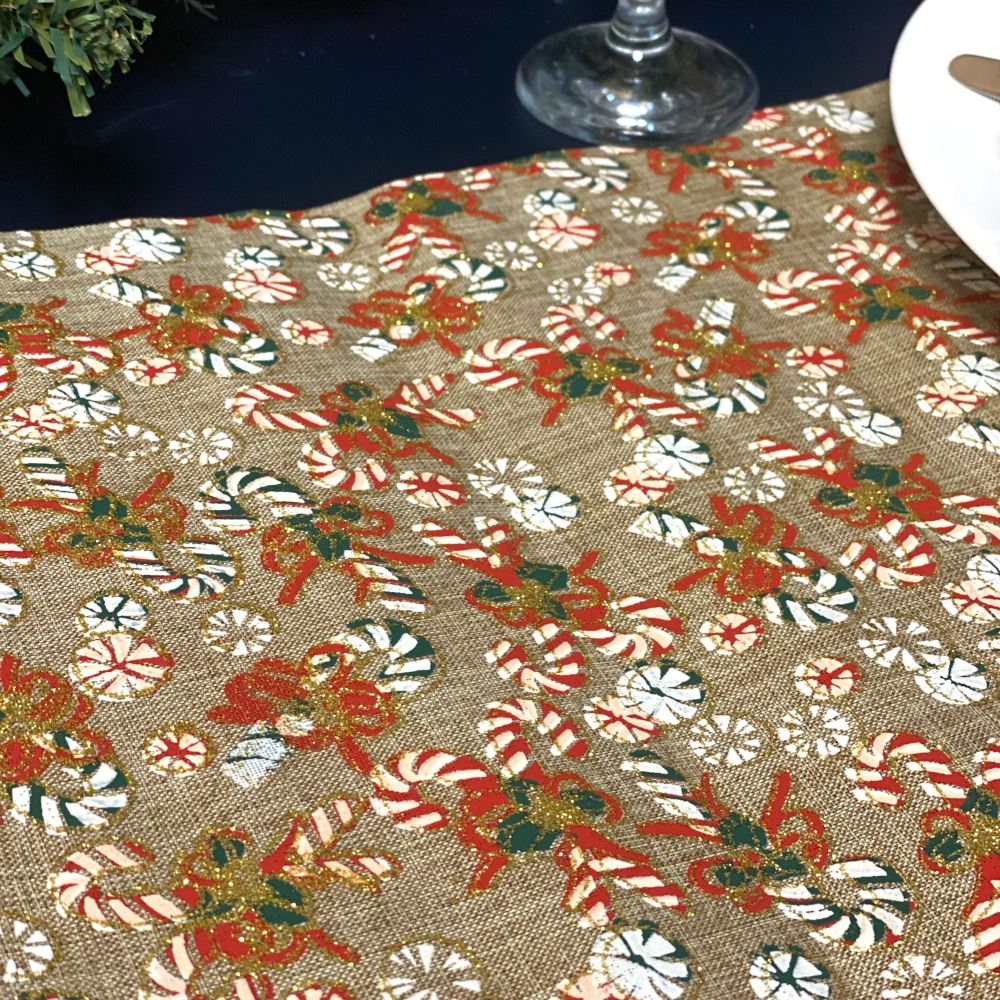 hessian-candy-cane-christmas-table-runner-28cm-x-3m|90889|Luck and Luck|2