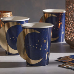navy-and-gold-pop-out-moon-eid-paper-cups-x-8|EID-100|Luck and Luck| 1