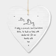 east-of-india-porcelain-hanging-heart-a-baby-is-a-miracle-new-baby-gift|6219|Luck and Luck| 3