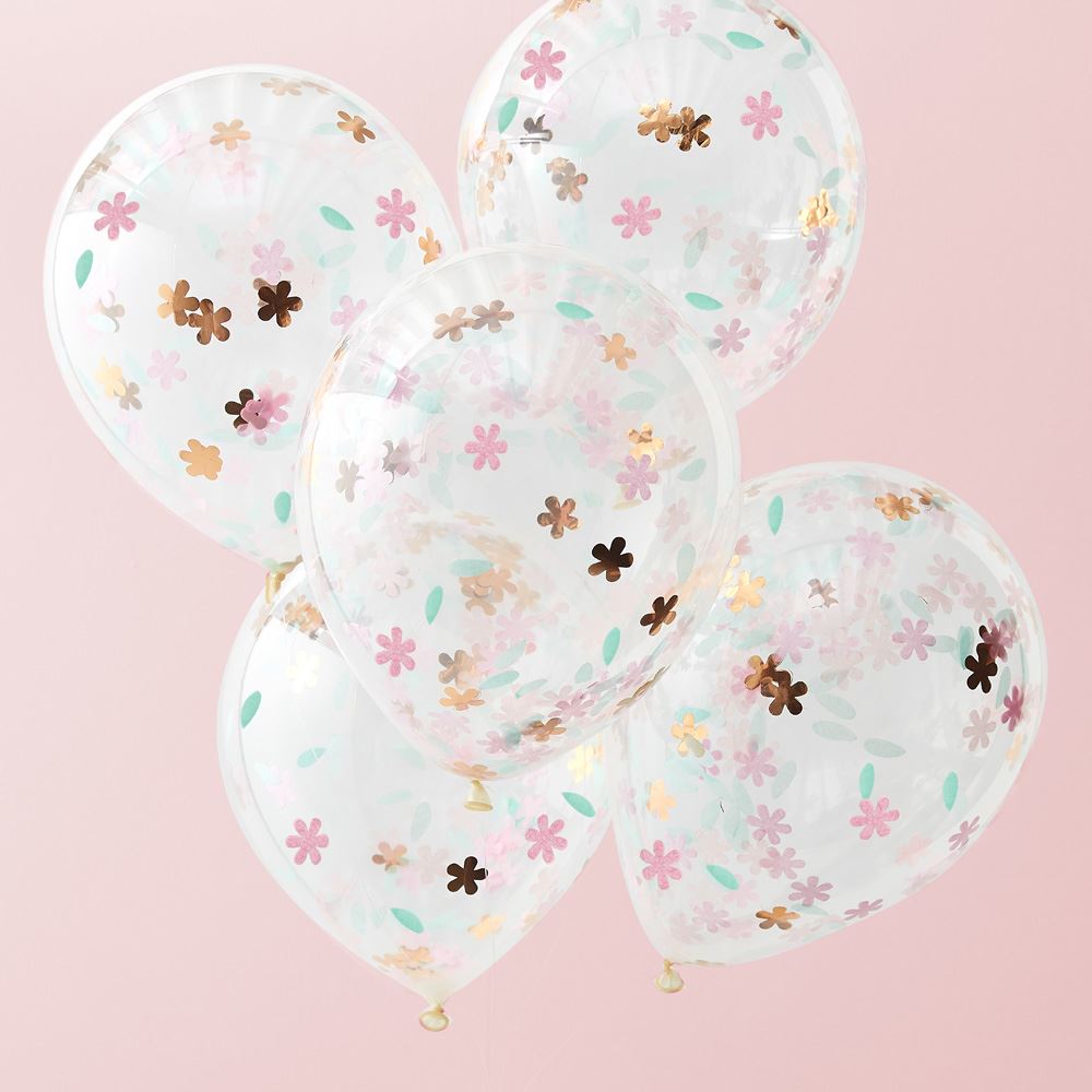 ditsy-floral-confetti-balloons-x-5-birthday-party-decoration|DF812|Luck and Luck| 1