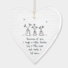 east-of-india-wobbly-porcelain-heart-because-of-you-i-laugh-a-little-gift|6200|Luck and Luck|2
