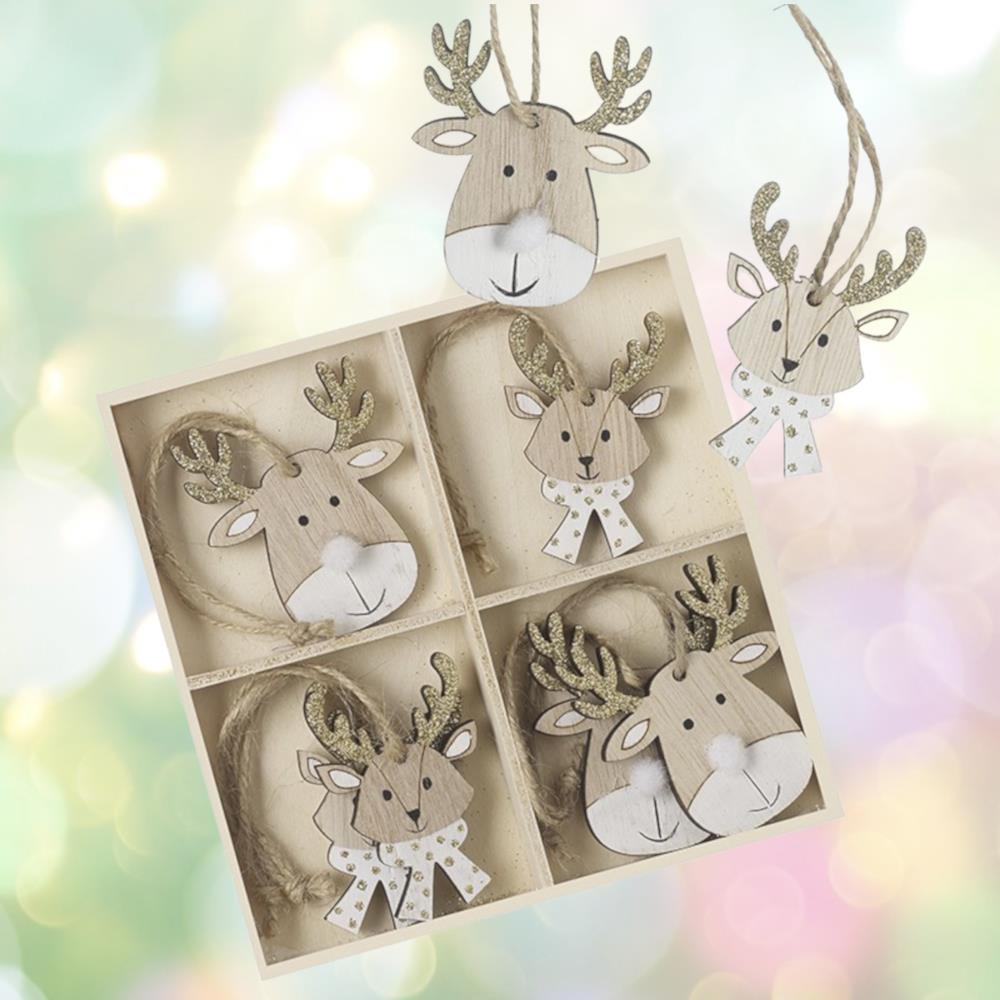 wooden-christmas-hanging-set-gold-glitter-reindeer-x-8|TLA652|Luck and Luck| 1