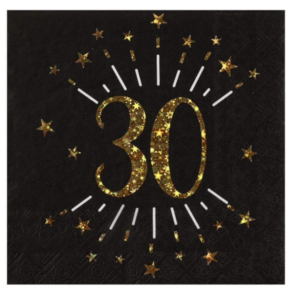 age-30th-birthday-black-gold-paper-napkins-x-20|679000000030|Luck and Luck| 1