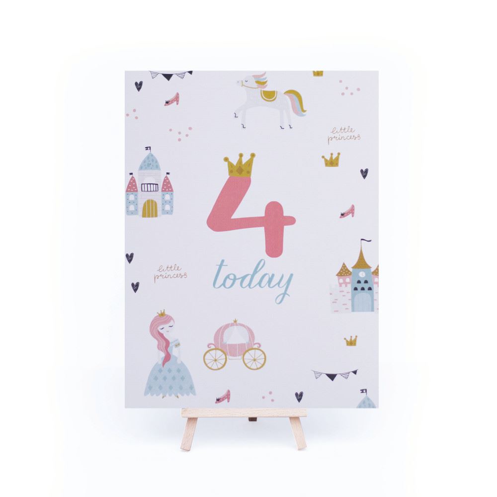 little-princess-age-4-birthday-sign-and-easel|LLSTWPRINCESS4A4|Luck and Luck| 3