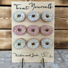doughnut-treat-stand-for-9-doughnuts-personalised-f2|LLWWDTSD9F6|Luck and Luck| 1