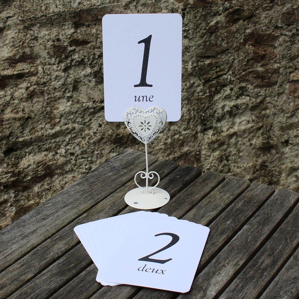 white-wedding-table-numbers-french-single-card-1-16-black-numbers|LLTNWFRA|Luck and Luck| 1