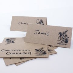 alice-in-wonderland-place-cards-set-of-8-brown-kraft-wedding-party|PCAIWLK|Luck and Luck|2