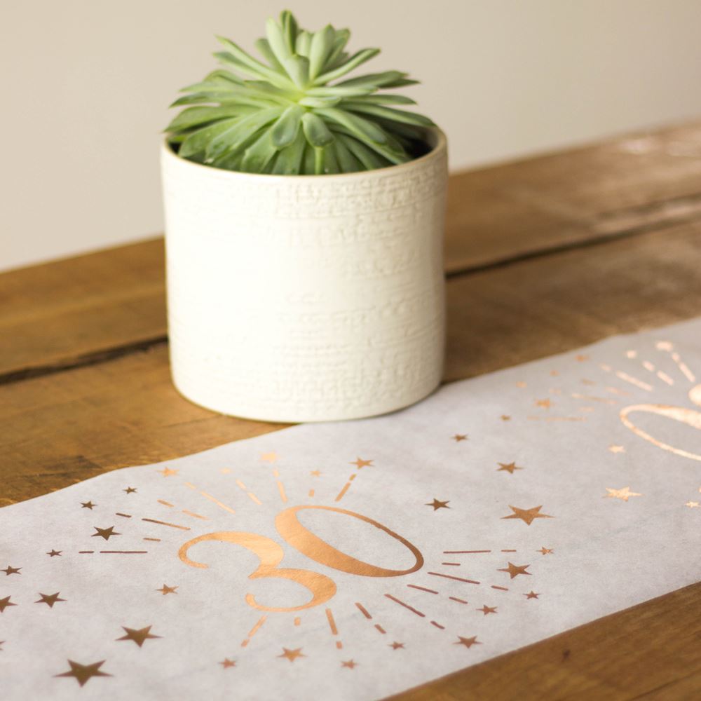 rose-gold-age-30-table-runner-decoration|734400300030|Luck and Luck| 1