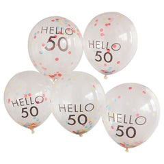 hello-50-rainbow-confetti-50th-birthday-balloons-x-5|MIX-644|Luck and Luck| 3