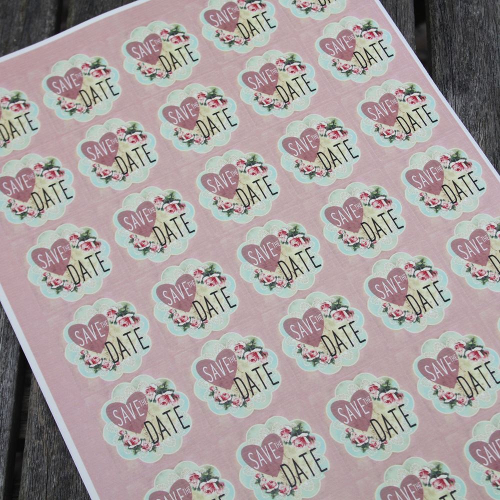 save-the-date-pink-floral-square-stickers-x-35-wedding-engagement|LLSTD001|Luck and Luck| 3