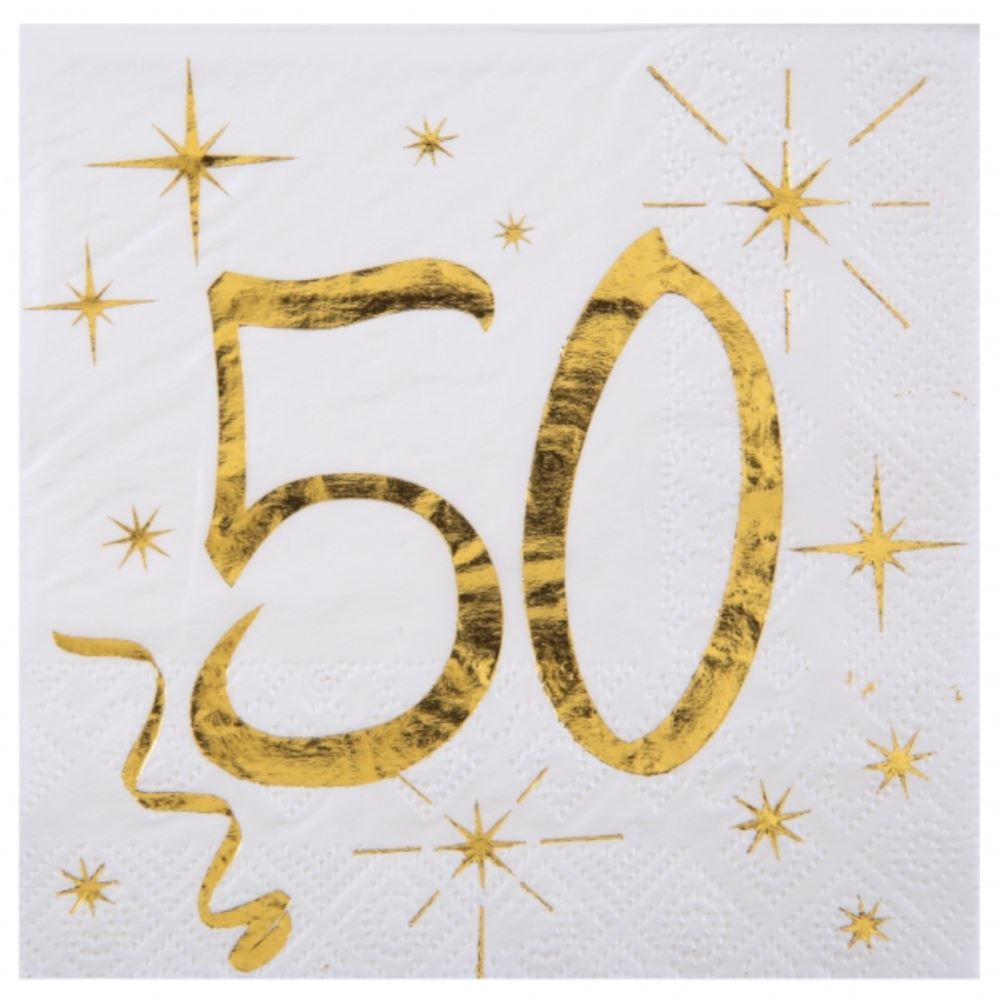 age-50-cocktail-gold-paper-napkins-x-20|615900000050|Luck and Luck| 1