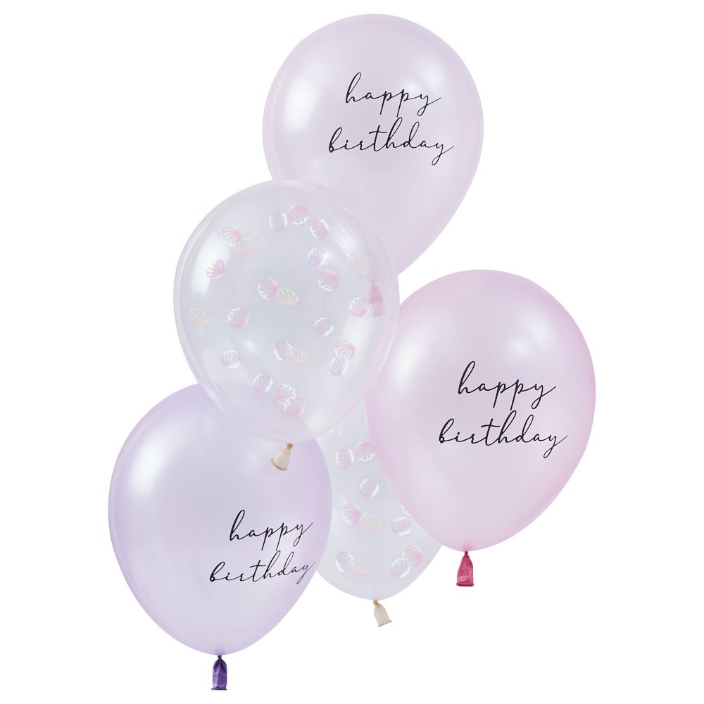 pearlised-pink-and-shell-mermaid-confetti-balloon-bundle-x-5|MER-107|Luck and Luck| 3