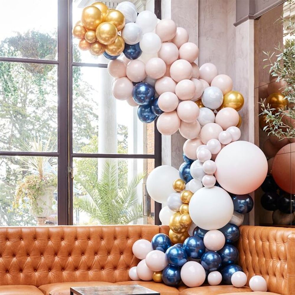 gold-blue-marble-balloon-backdrop-kit-200-balloons|BA-324|Luck and Luck| 1