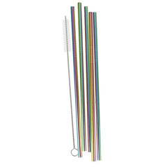reusable-rainbow-stainless-steel-metal-straws-x-5|MIX249|Luck and Luck|2