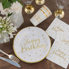 white-and-gold-happy-birthday-paper-party-plates-x-10|674500000001|Luck and Luck| 1