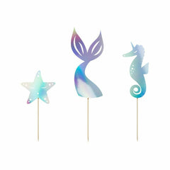 iridescent-mermaid-cake-toppers-x-3-birthday-party|KPT47017|Luck and Luck| 3