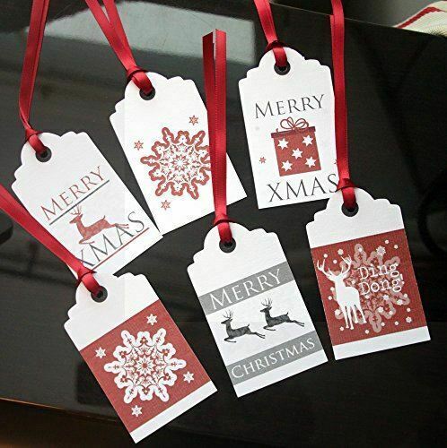 christmas-gift-tags-red-and-white-reindeers-snowflakes-x-6-xmas-present-labels|LLTAWRRST|Luck and Luck| 4
