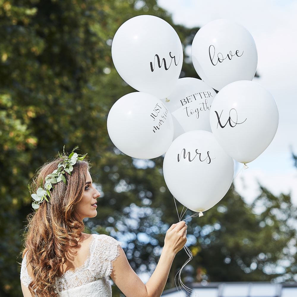 white-wedding-balloons-mr-mrs-balloons-botanical-decorations-x-6|BR374|Luck and Luck| 1