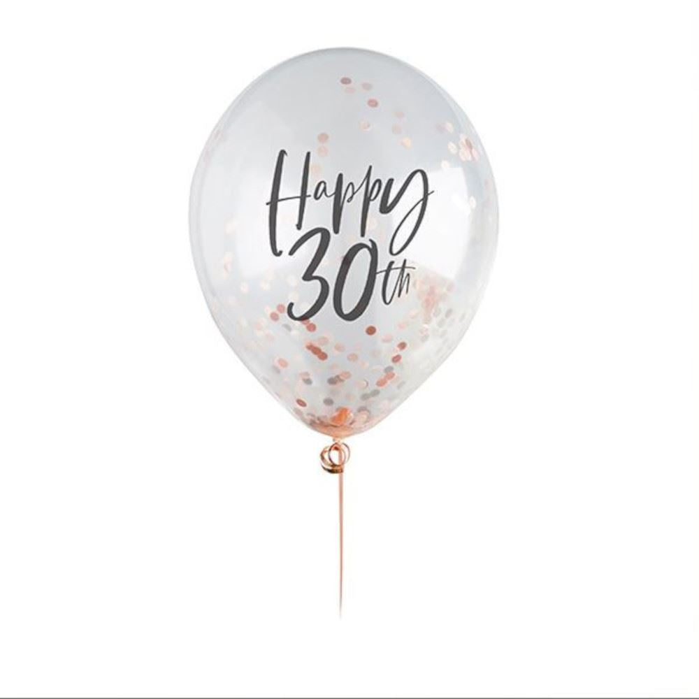 happy-30th-rose-gold-confetti-balloons-5-pack|HBMM213|Luck and Luck|2