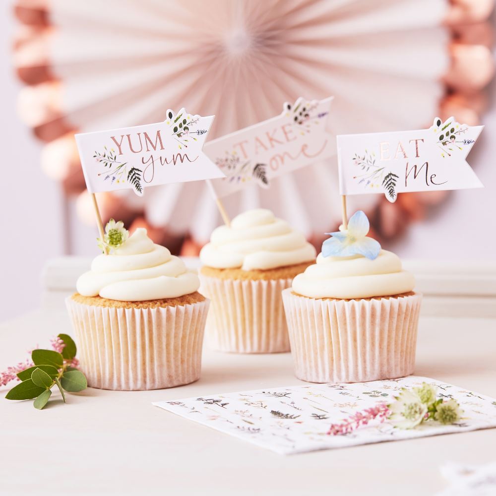floral-cupcake-toppers-picks-afternoon-tea-party-decorations-x-12|TEA605|Luck and Luck| 1