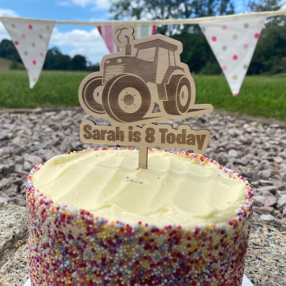 wooden-personalised-tractor-birthday-cake-topper-design-2|LLWWTRACCTPD2|Luck and Luck|2