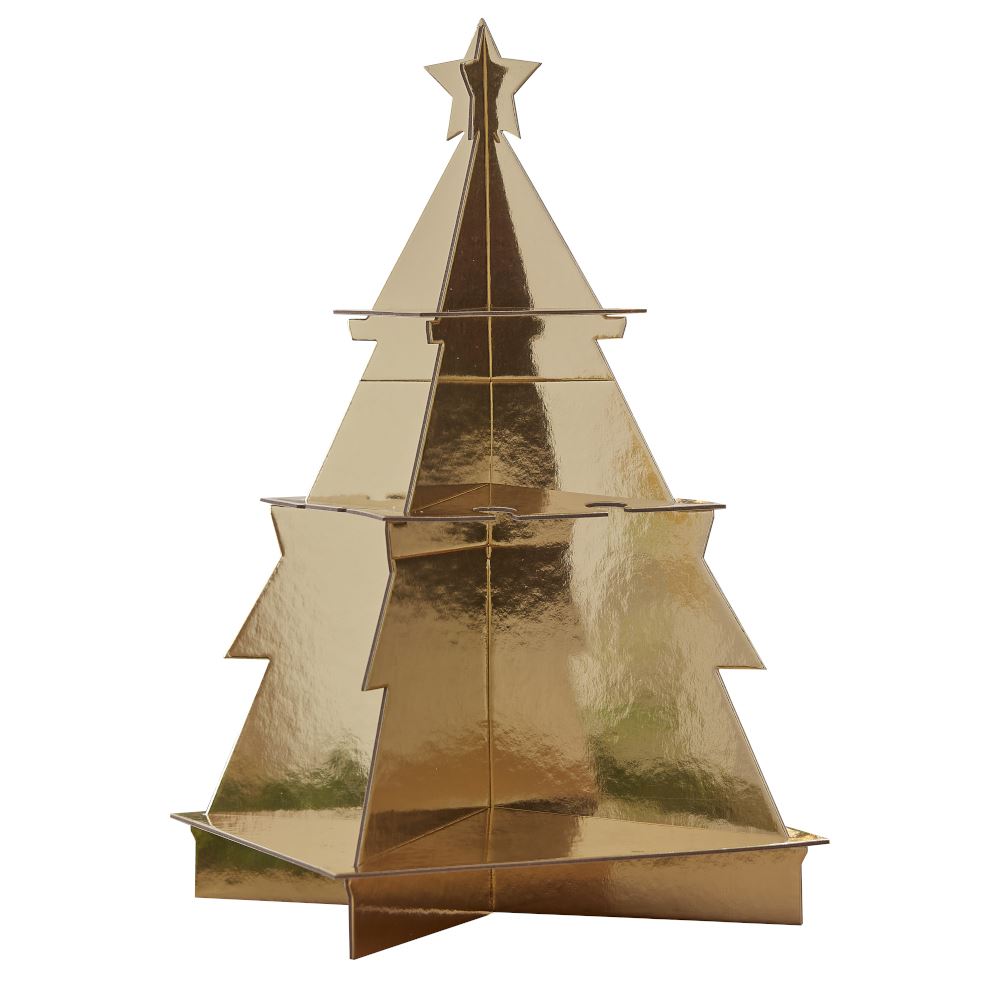 treat-and-drinks-stand-3d-gold-christmas-tree-shaped-stand|RED-566|Luck and Luck|2