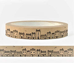 east-of-india-sticky-craft-tape-brown-with-houses-x-50m|4760|Luck and Luck| 1