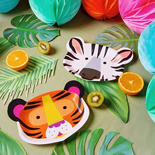 jungle-animal-face-paper-party-plates-x-12-zebra-tiger|ANIMAL-PLATE-FACE|Luck and Luck| 1