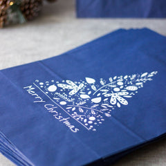 christmas-paper-bag-blue-set-of-6-merry-christmas-tree|BBLRGTREE|Luck and Luck|2