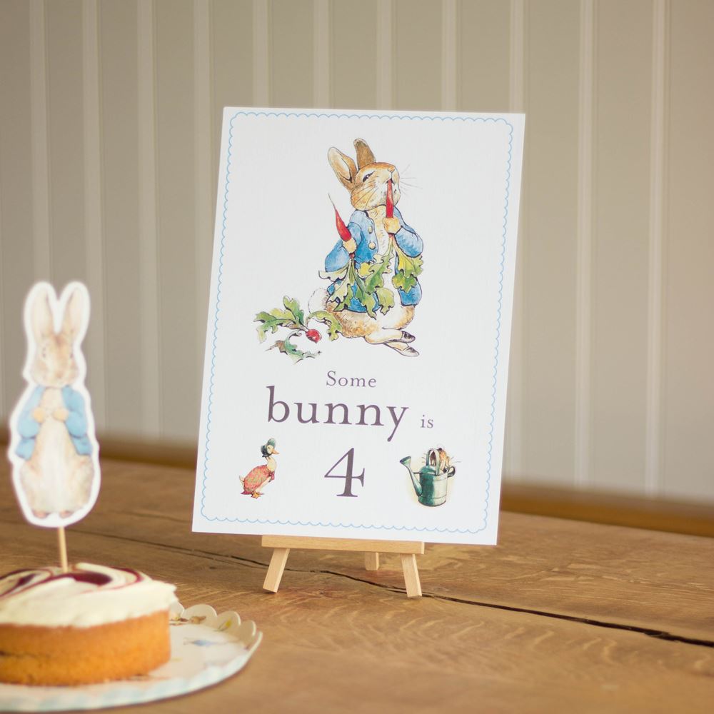 peter-rabbit-some-bunny-is-4-card-and-easel-4th-birthday-decoration|LLSTWPR4A4|Luck and Luck| 1