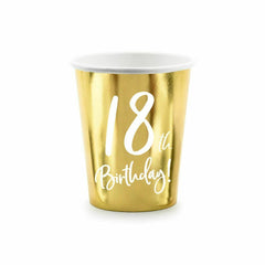 18th-birthday-gold-paper-party-cups-decorations-x-6|KPP7318019M|Luck and Luck|2