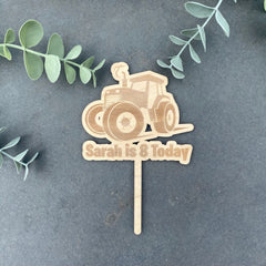 wooden-personalised-tractor-birthday-cake-topper-design-2|LLWWTRACCTPD2|Luck and Luck| 3