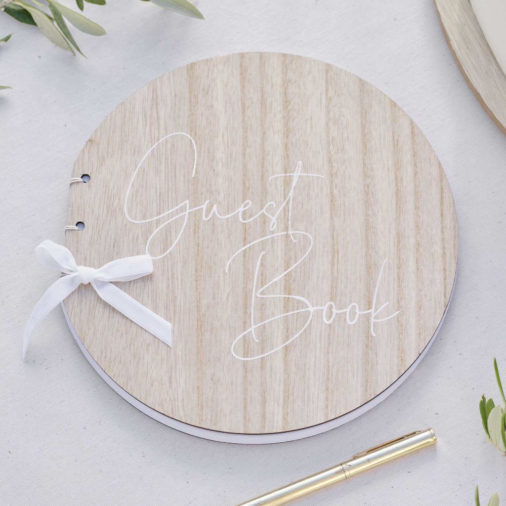 guest-book-round-wooden-guest-book-with-32-pages-wedding-engagement|SW-801|Luck and Luck| 1