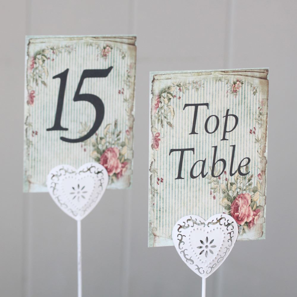 vintage-striped-green-floral-wedding-table-numbers-top-table-1-15-rustic|TNFLORAL2|Luck and Luck| 1