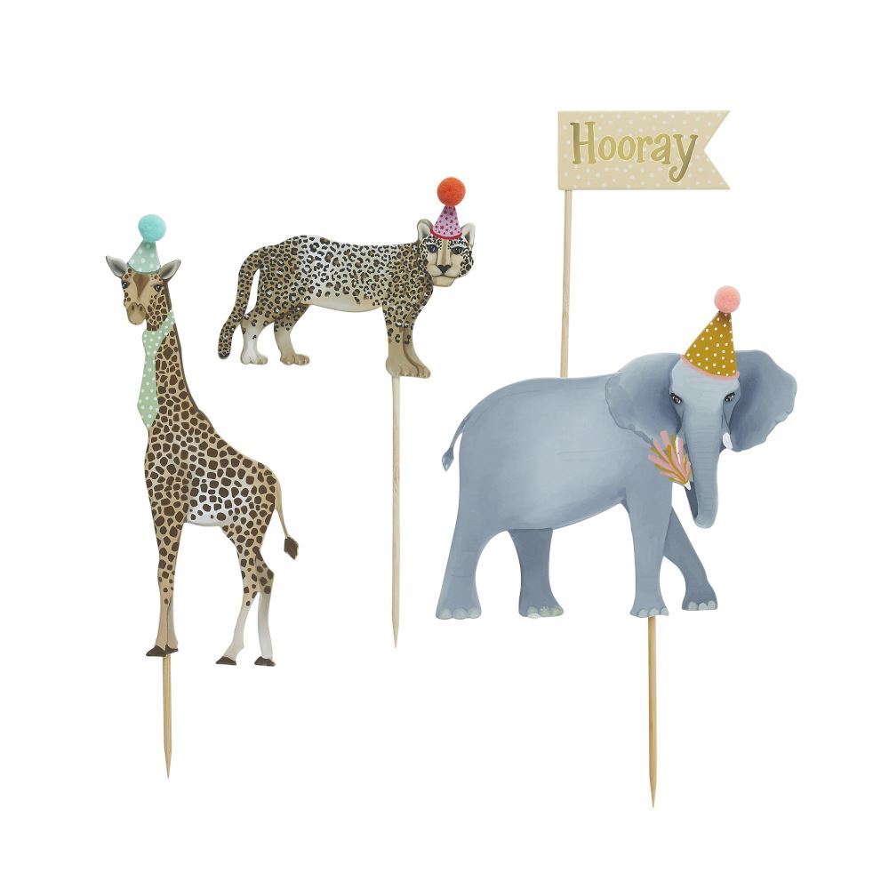 party-animals-birthday-cake-toppers-x-4|HBPA102|Luck and Luck|2
