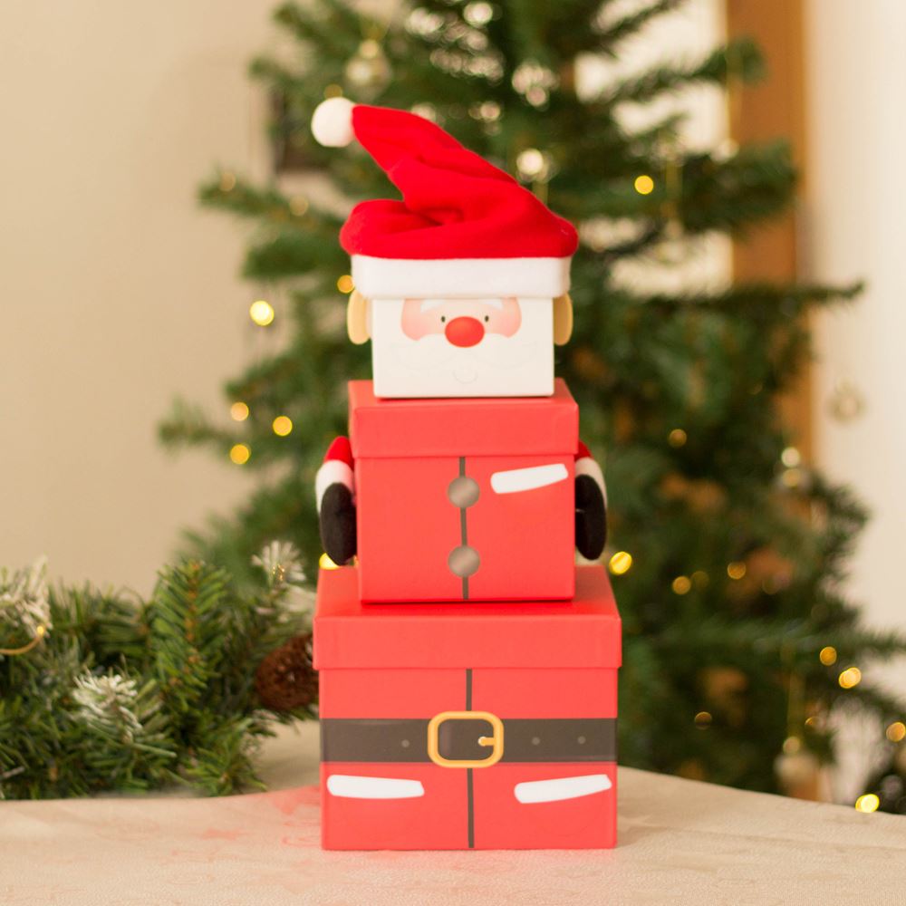 small-santa-stackable-christmas-boxes-3-pack|X-29478-BXC|Luck and Luck| 1