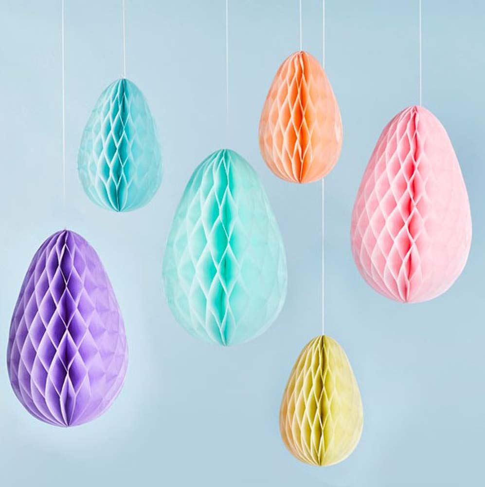 honeycomb-easter-egg-hanging-decorations-x-6|HBHE105|Luck and Luck| 1