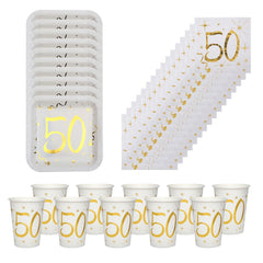 gold-50th-party-pack-with-plates-napkins-and-cups|LLGOLD50PP|Luck and Luck| 1