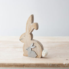 standing-bunny-with-a-little-bunny-wooden-decoration|PL173579|Luck and Luck| 1