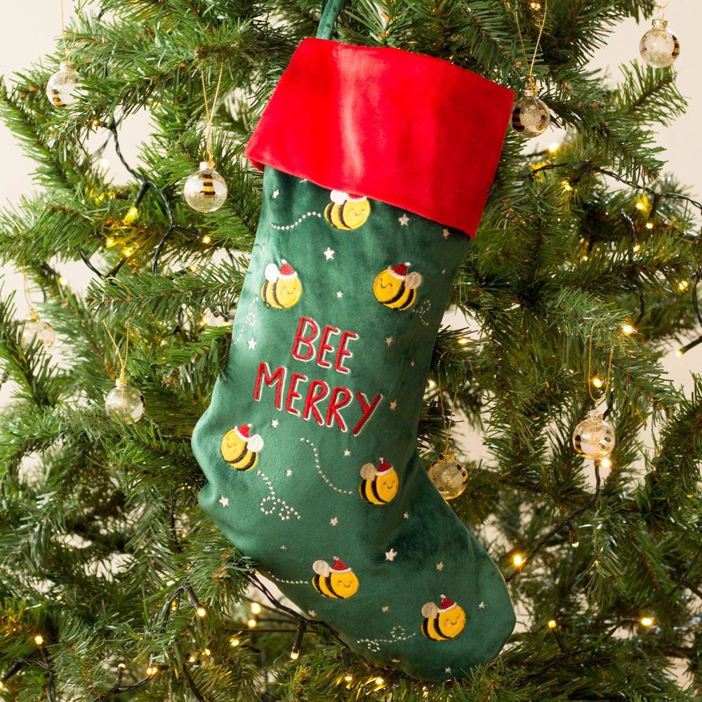 green-bee-merry-christmas-stocking|HOLXM008|Luck and Luck| 1