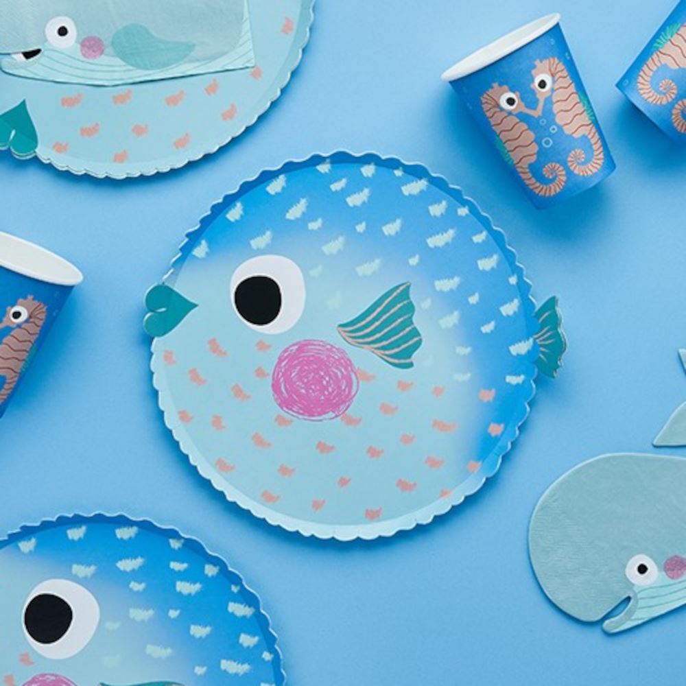 puffer-fish-paper-party-plates-x-8-under-the-sea-party|HBWT105|Luck and Luck| 1