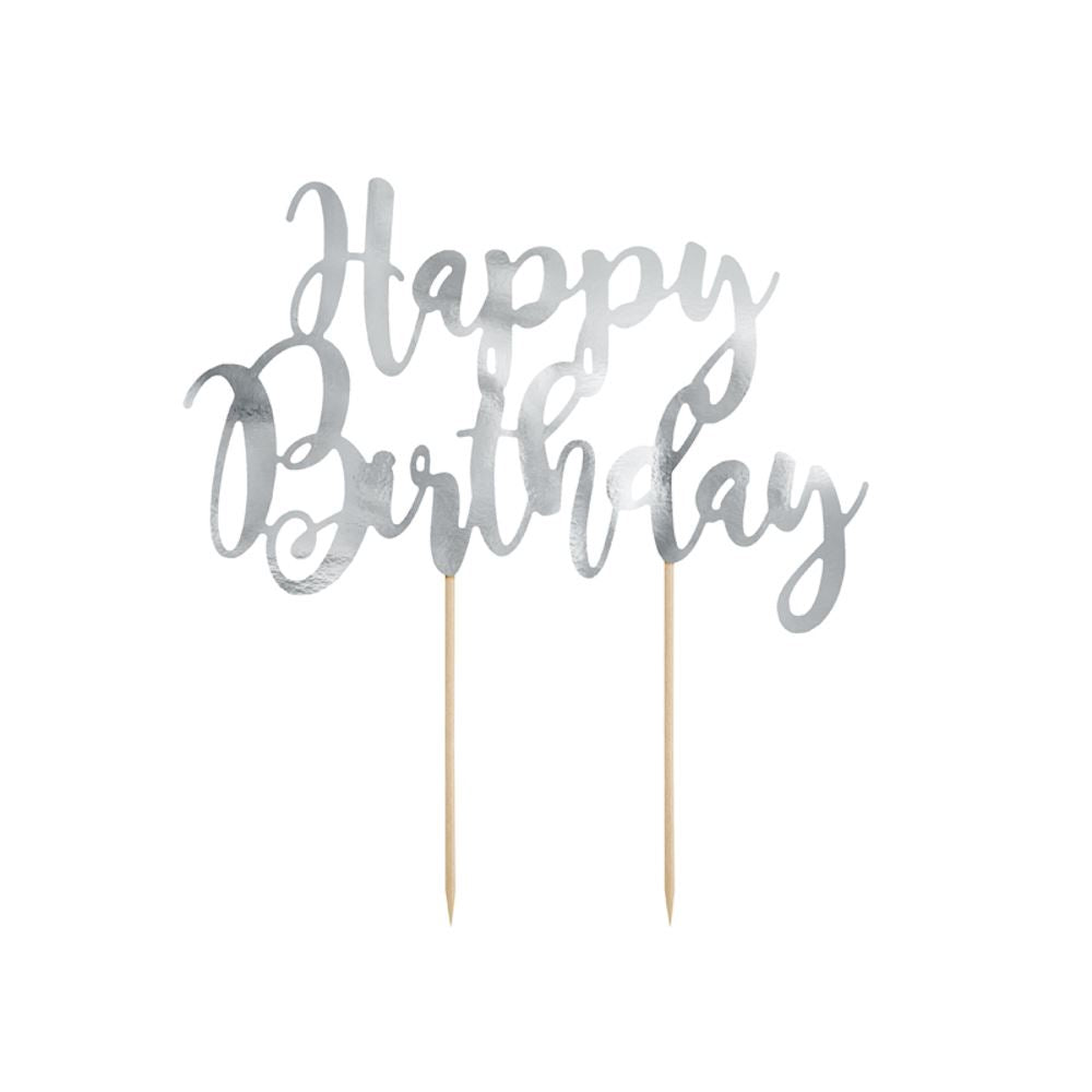 silver-happy-birthday-cake-topper|KPT11018M|Luck and Luck|2