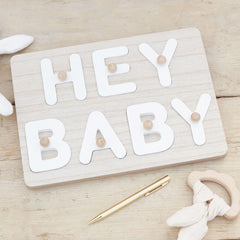 hey-baby-wooden-puzzle-baby-shower-guest-book|HEB-106|Luck and Luck|2
