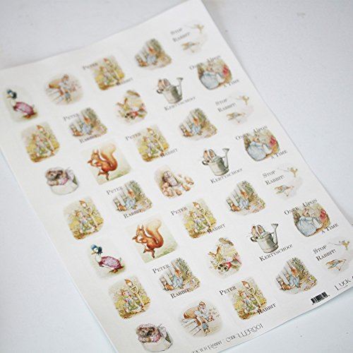 peter-rabbit-themed-sticker-sheet-35-square-stickers-beatrix-potter|LLPR001|Luck and Luck| 1